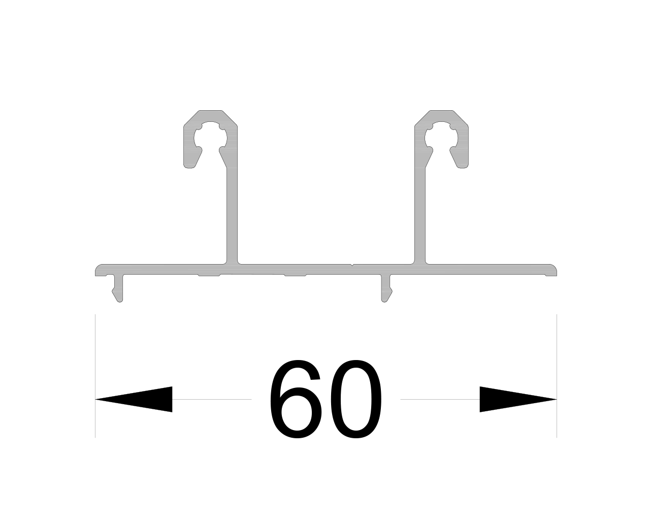 Адаптер горизонтальный раздвижной створки ALUMARK 6м RAL9016. Рис. 1
