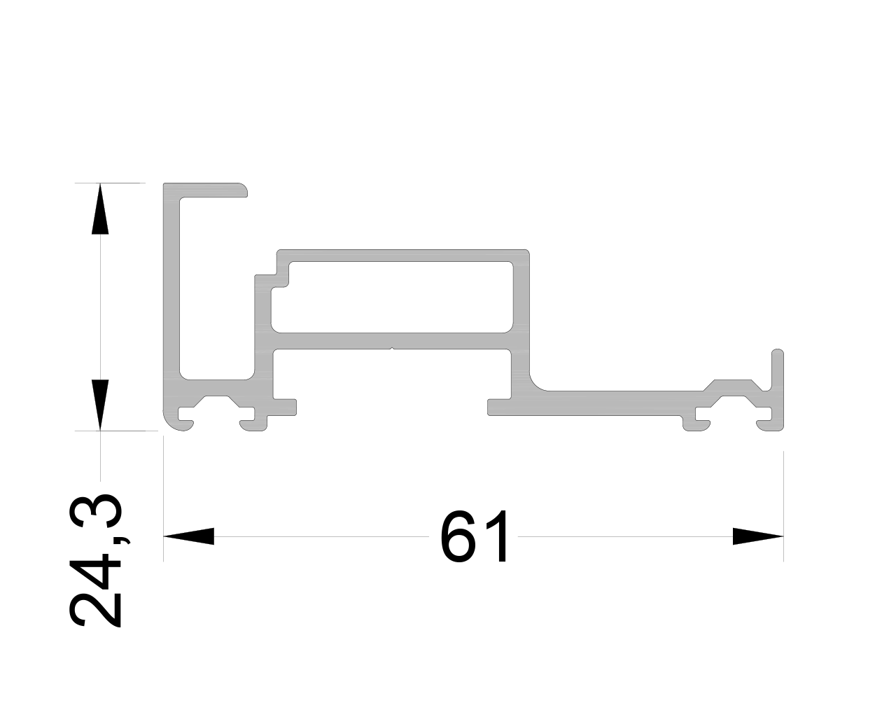 Адаптер створки ALUMARK 6м неокрашенный. Рис. 1