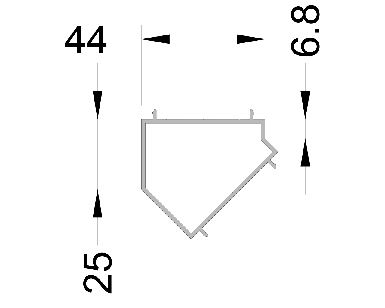 Адаптер угла 135 градусов ALUMARK 6м Неокрашенный. Рис. 1 Адаптер угла 135 градусов ALUMARK 6м Неокрашенный. Рис. 1