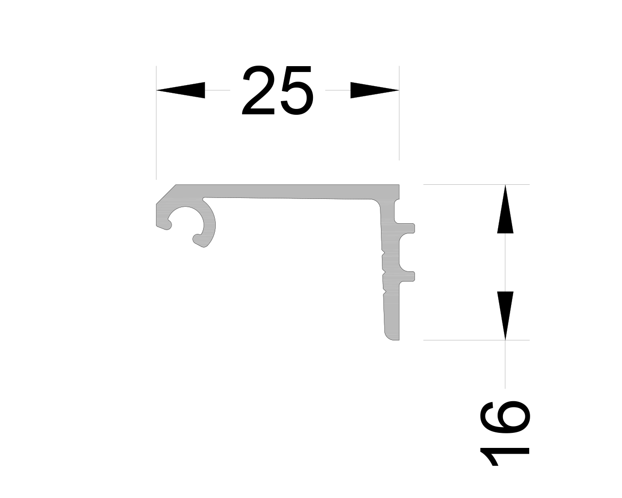 Адаптер внешний ALUMARK к ALM270118 6м неокрашенный. Рис. 1