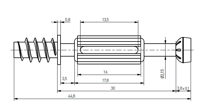 BLITZ Дюбель евровинт, D7x34 мм, сталь+пластик, цинковое покрытие. Рис. 2