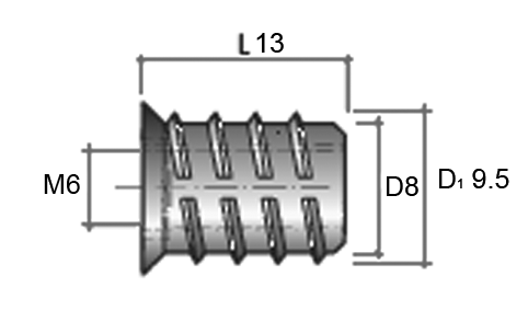 BU01 Муфта M6, D8x13 мм, цинк. Рис. 2 BU01 Муфта M6, D8x13 мм, цинк. Рис. 2