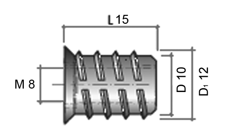 BU05 Муфта М8, D10x15, цинк. Рис. 2