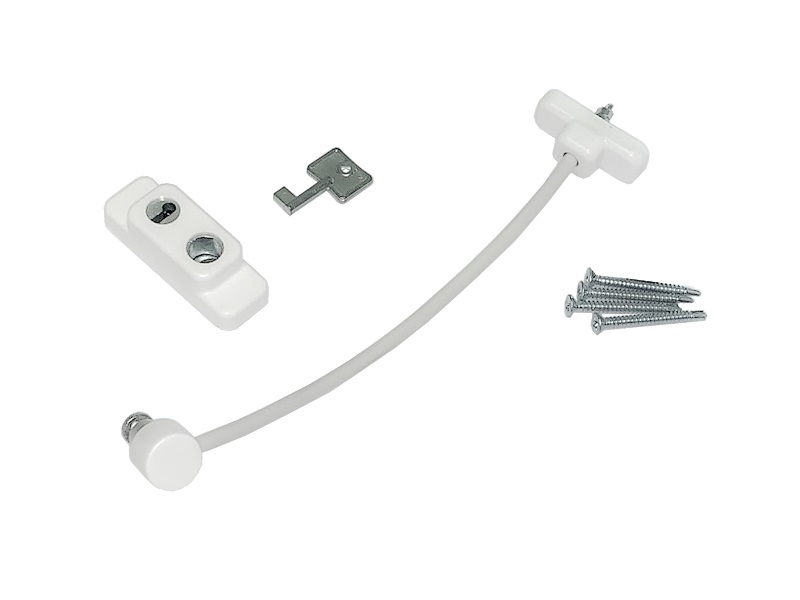 Блокиратор открывания окна INTERNIKA тросовый с ключом белый RAL 9016 (ZIP пакет)