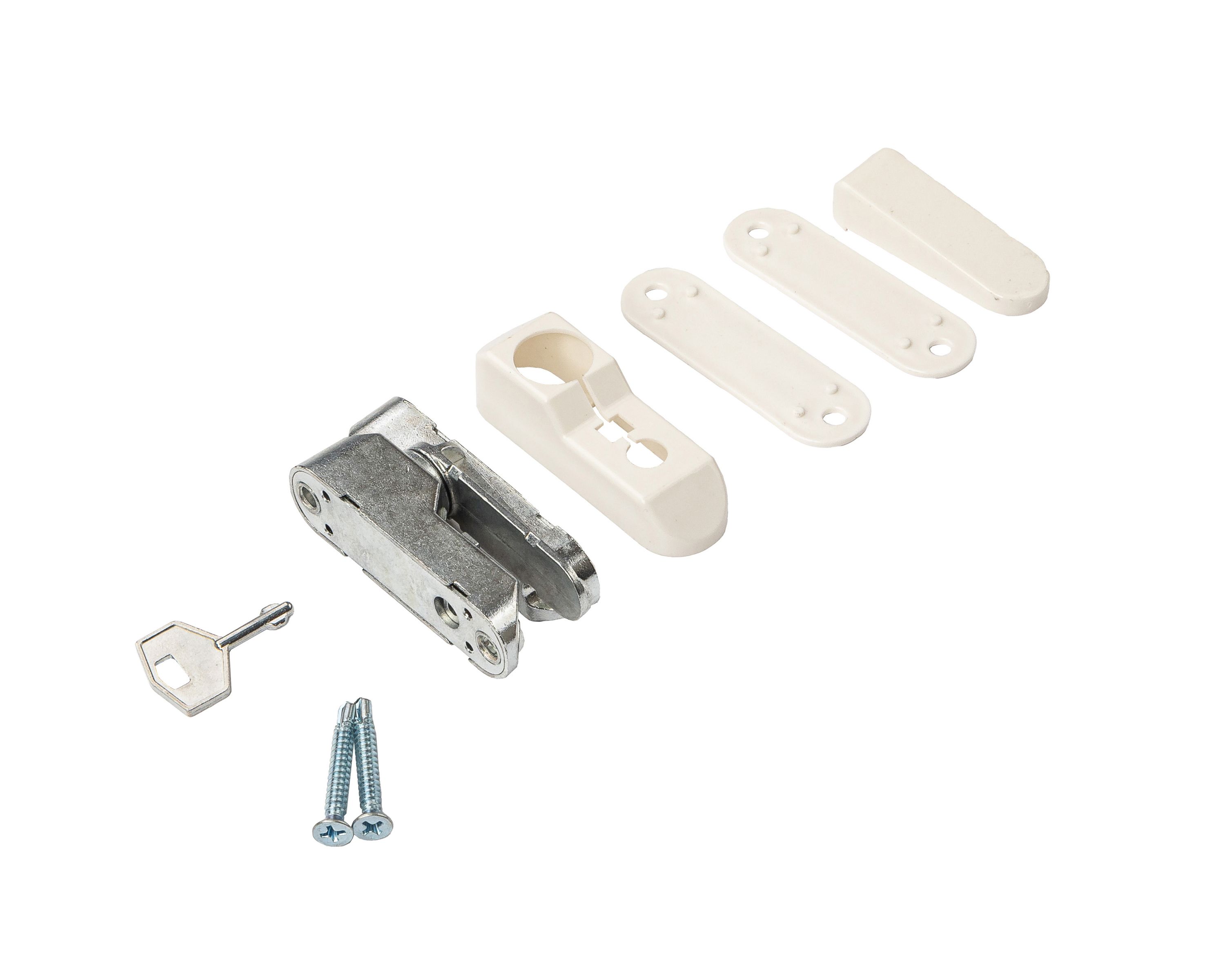 Блокиратор открывания окна флажковый с ключом белый RAL 9016. Рис. 1