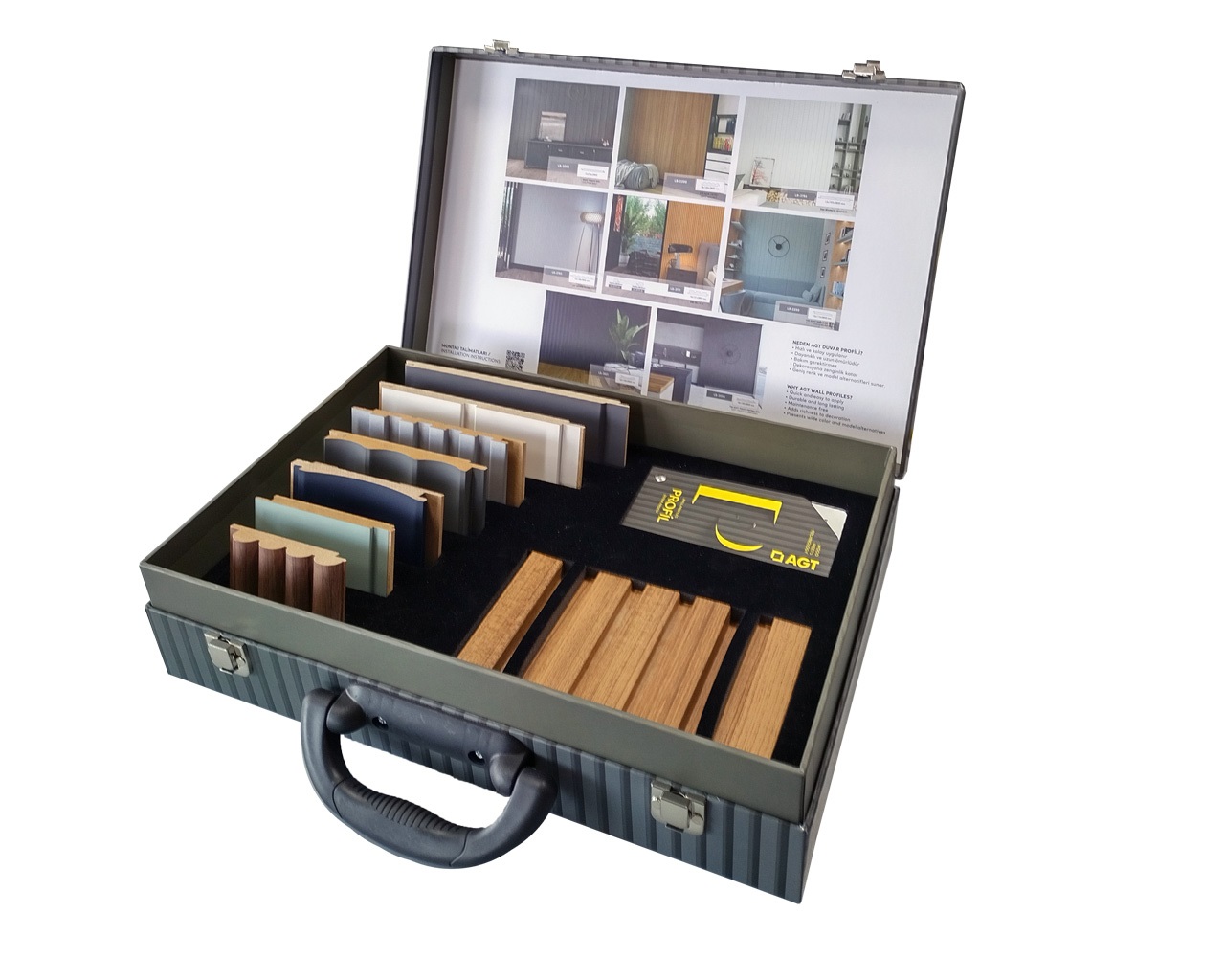 Бокс с образцами стеновых профилей МДФ AGT + веер с образцами декоров. Рис. 2