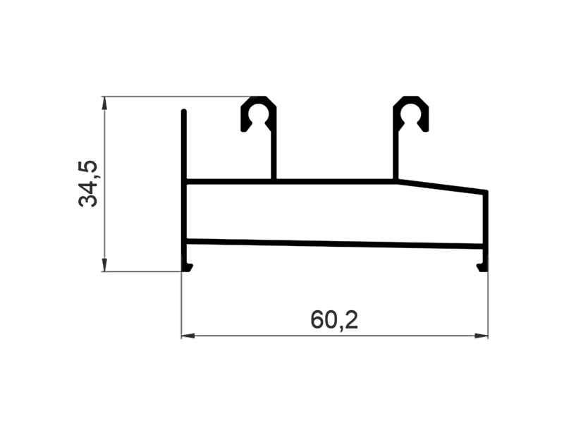 C640/02XL Профиль рамы нижний облегченный RAL 9016 6м.. Рис. 1