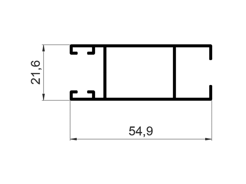 C640/10XLL Профиль створки боковой эконом 6.0м RAL9016. Рис. 1 C640/10XLL Профиль створки боковой эконом 6.0м RAL9016. Рис. 1