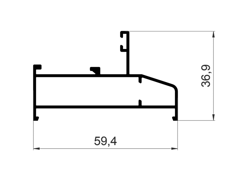 C640/35XL Профиль рамы широкий 37 х 60 мм облегченный RAL 9016 6м.. Рис. 1