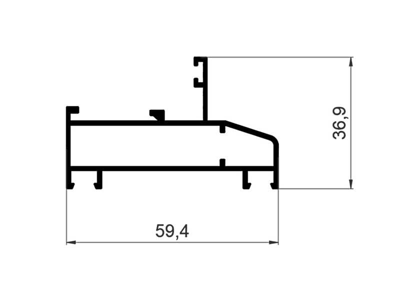C640/35X Профиль рамы широкий 37 х 60 мм RAL 9016 6м.. Рис. 1