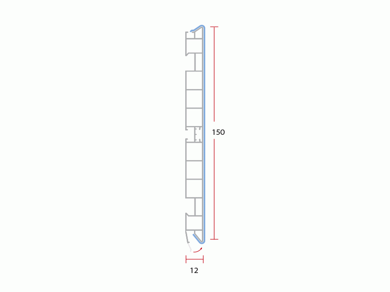 Цоколь кухонный ALPHALUX, H=150мм, L=4м, белый глянцевый, пластик. Рис. 2