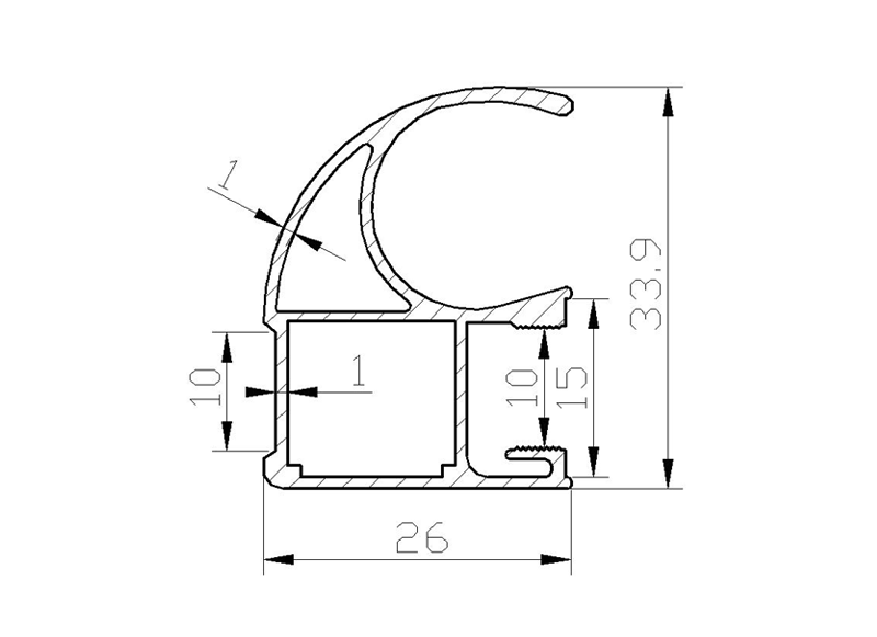 Профиль-ручка асимметричная облегченная, FIRMAX, алюминий, L=4800 мм, золото.. Рис. 2 Профиль-ручка асимметричная облегченная, FIRMAX, алюминий, L=4800 мм, золото.. Рис. 2