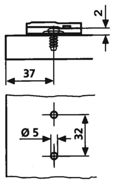 Планка монтажная для петель Click-on, H=2, шуруп, сталь. Рис. 2