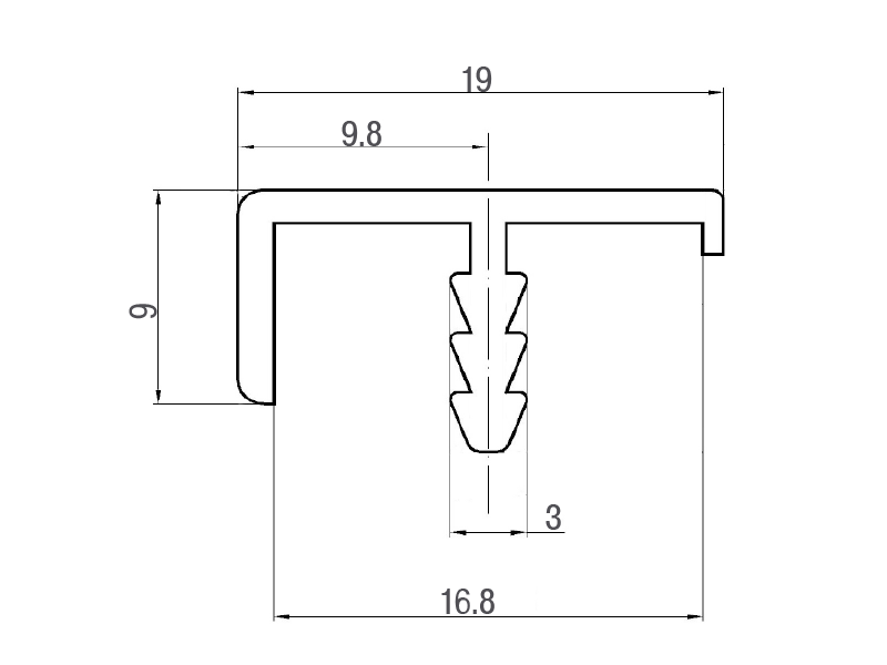 Профиль 19/9 окантовочный FIRMAX 5800 мм, серебро. Рис. 2 Профиль 19/9 окантовочный FIRMAX 5800 мм, серебро. Рис. 2