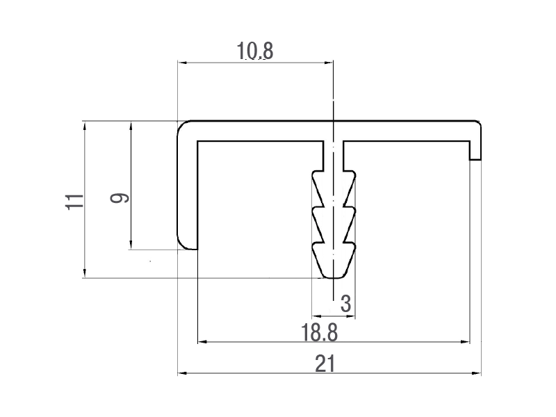 Профиль 21/9 окантовочный FIRMAX 5800 мм, серебро. Рис. 2 Профиль 21/9 окантовочный FIRMAX 5800 мм, серебро. Рис. 2
