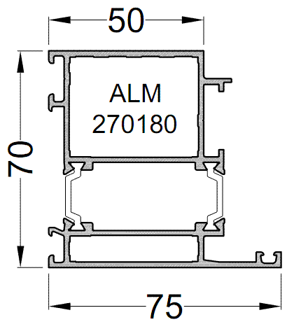Рама дверная внутреннего открывания ALUMARK 75/50 мм 6м Белый RAL 9016. Рис. 1