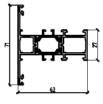 Профиль импоста 71мм (6,5м), RAL9016. Рис. 1 Профиль импоста 71мм (6,5м), RAL9016. Рис. 1