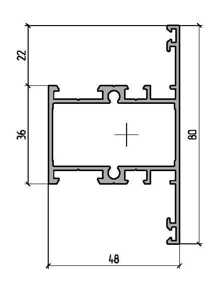 Профиль импоста 80мм (6,5м), RAL9016. Рис. 1