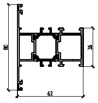 Профиль импоста 80мм (6,5м), RAL9016. Рис. 1 Профиль импоста 80мм (6,5м), RAL9016. Рис. 1