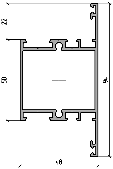 Профиль импоста 94мм (6,5м), RAL9016. Рис. 1 Профиль импоста 94мм (6,5м), RAL9016. Рис. 1