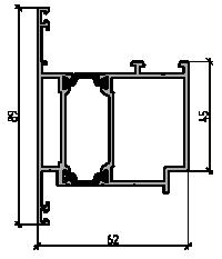 Профиль створки дверной 89мм (6,5м), RAL9016. Рис. 1