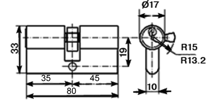 Цилиндр профильный ELEMENTIS 35/45, никелированный. Рис. 2