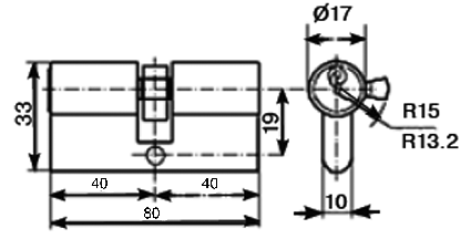 Цилиндр профильный ELEMENTIS 40/40, никелированный. Рис. 2