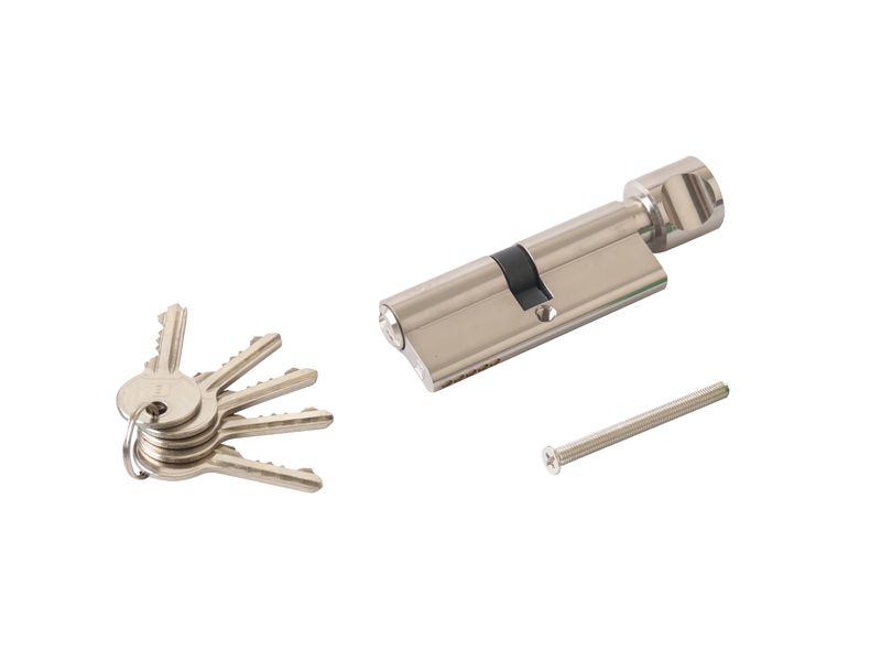 Цилиндр профильный ELEMENTIS с ручкой 40(ключ)/40(ручка), 5 ключей, никелированный. Рис. 2