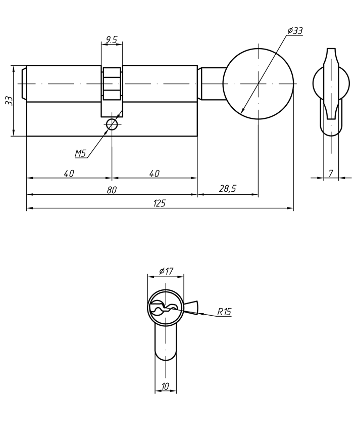 Цилиндр профильный ELEMENTIS с ручкой 40(ключ)/40(ручка), никелированный. Рис. 3 Цилиндр профильный ELEMENTIS с ручкой 40(ключ)/40(ручка), никелированный. Рис. 3