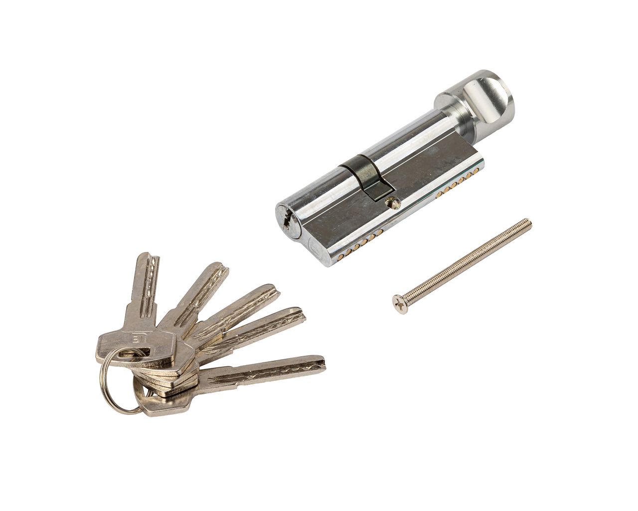 Цилиндр профильный ELEMENTIS 35(ключ)/45(ручка) ЦАМ, 5 перфорированных ключей, никелированный. Рис. 1 Цилиндр профильный ELEMENTIS 35(ключ)/45(ручка) ЦАМ, 5 перфорированных ключей, никелированный. Рис. 1