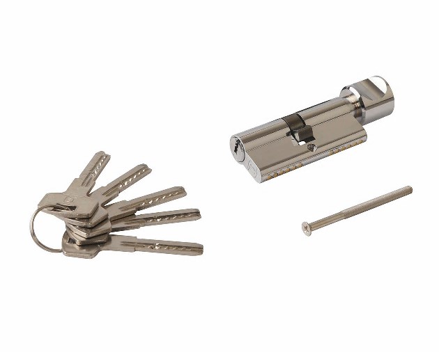 Цилиндр профильный ELEMENTIS 45(ключ)/35(ручка) ЦАМ, 5 перфорированных ключей, никелированный. Рис. 2