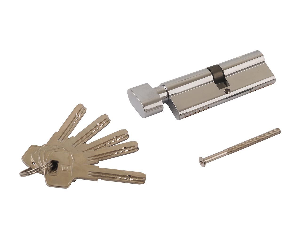 Цилиндр профильный ELEMENTIS 45(ключ)/45(ручка овал.) ЦАМ, 5 перфорированных ключей, никелированный. Рис. 2 Цилиндр профильный ELEMENTIS 45(ключ)/45(ручка овал.) ЦАМ, 5 перфорированных ключей, никелированный. Рис. 2