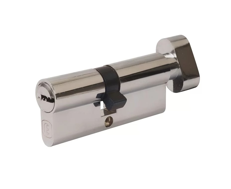 Цилиндр профильный ELEMENTIS 45(ключ)/50(овальная ручка) ЦАМ, 5 перфорированных ключей, никелированный. Рис. 1