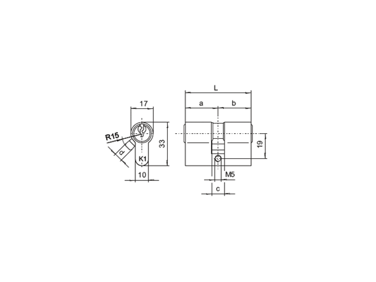 Цилиндр профильный ELEMENTIS 50/50, никелированный. Рис. 2