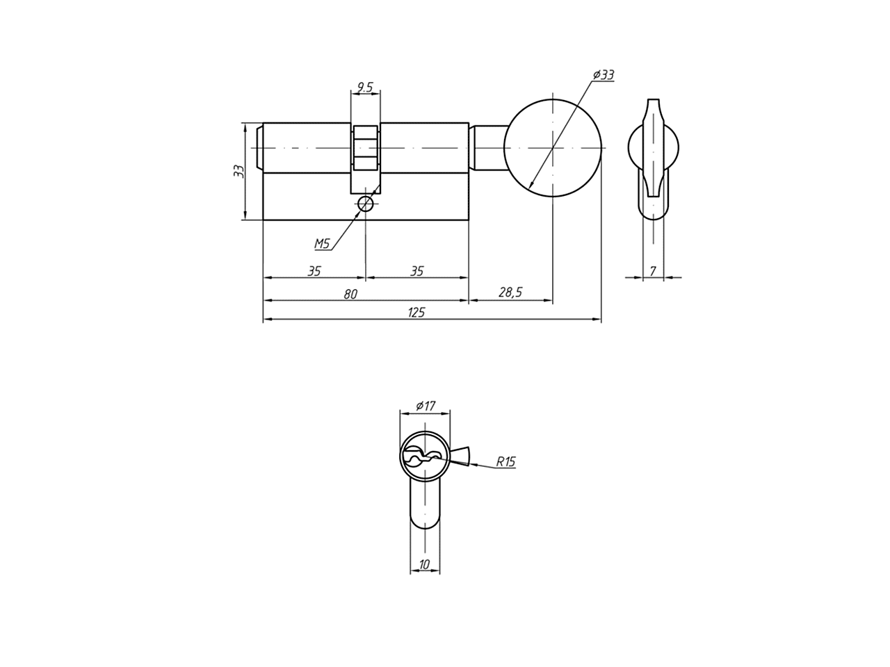 Цилиндр профильный ELEMENTIS с ручкой 35(ключ)/35(ручка), никелированный. Рис. 2 Цилиндр профильный ELEMENTIS с ручкой 35(ключ)/35(ручка), никелированный. Рис. 2