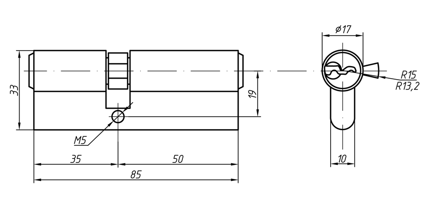 Цилиндр профильный MAXBAR 847/K1 35-50, никелированный. Рис. 2 Цилиндр профильный MAXBAR 847/K1 35-50, никелированный. Рис. 2
