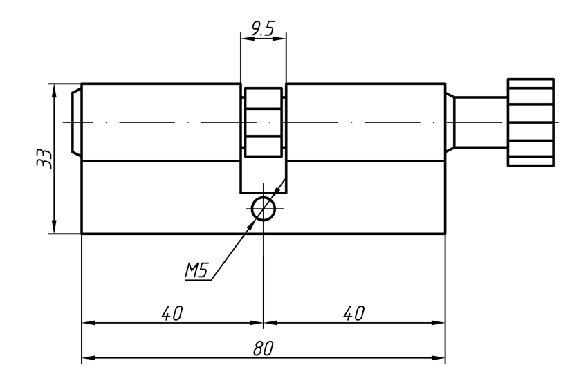 Цилиндр профильный MAXBAR с круглой ручкой 40 (ручка C)/40 (ключ). Рис. 2