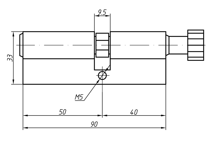 Цилиндр профильный MAXBAR с круглой ручкой 40 (ручка C)/50 (ключ). Рис. 2 Цилиндр профильный MAXBAR с круглой ручкой 40 (ручка C)/50 (ключ). Рис. 2