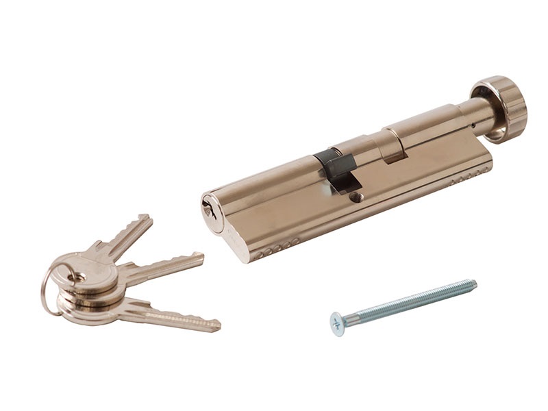 Цилиндр профильный MAXBAR с круглой ручкой 60 (ручка C)/50 (ключ),никелированный. Рис. 1 Цилиндр профильный MAXBAR с круглой ручкой 60 (ручка C)/50 (ключ),никелированный. Рис. 1