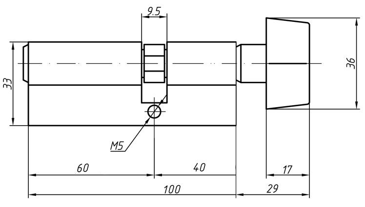 Цилиндр профильный MAXBAR с плоской ручкой CVG/K 40(ручка)/60(ключ),никелированный. Рис. 2 Цилиндр профильный MAXBAR с плоской ручкой CVG/K 40(ручка)/60(ключ),никелированный. Рис. 2
