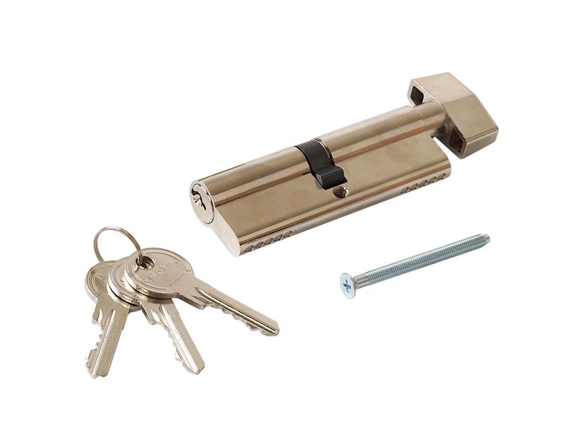 Цилиндр профильный MAXBAR с плоской ручкой CVG/K 45(ручка)/45 (ключ),никелированный. Рис. 1 Цилиндр профильный MAXBAR с плоской ручкой CVG/K 45(ручка)/45 (ключ),никелированный. Рис. 1