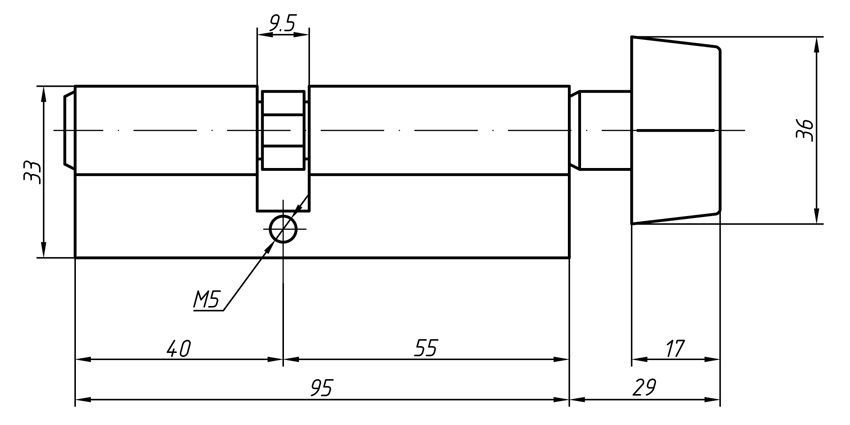 Цилиндр профильный MAXBAR с плоской ручкой CVG/K 55(ручка)/40(ключ),никелированный. Рис. 2 Цилиндр профильный MAXBAR с плоской ручкой CVG/K 55(ручка)/40(ключ),никелированный. Рис. 2