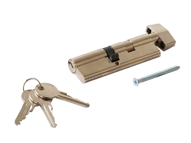 Цилиндр профильный MAXBAR с плоской ручкой CVG/K 55(ручка)/45(ключ),никелированный. Рис. 1