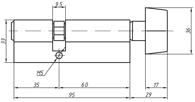 Цилиндр профильный MAXBAR с плоской ручкой CVG/K 60(ручка)/35(ключ),никелированный. Рис. 1