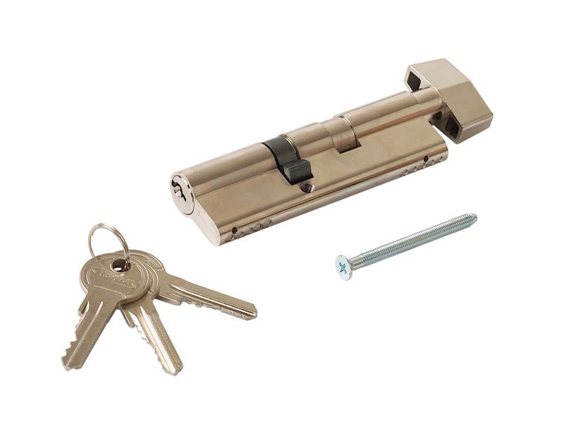 Цилиндр профильный MAXBAR с плоской ручкой CVG/K 60(ручка)/40(ключ),никелированный. Рис. 1