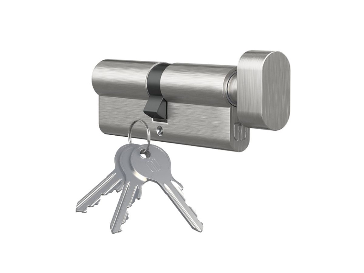 Цилиндр профильный  Medos 35(ручка)/65(ключ), никелированный. Рис. 1