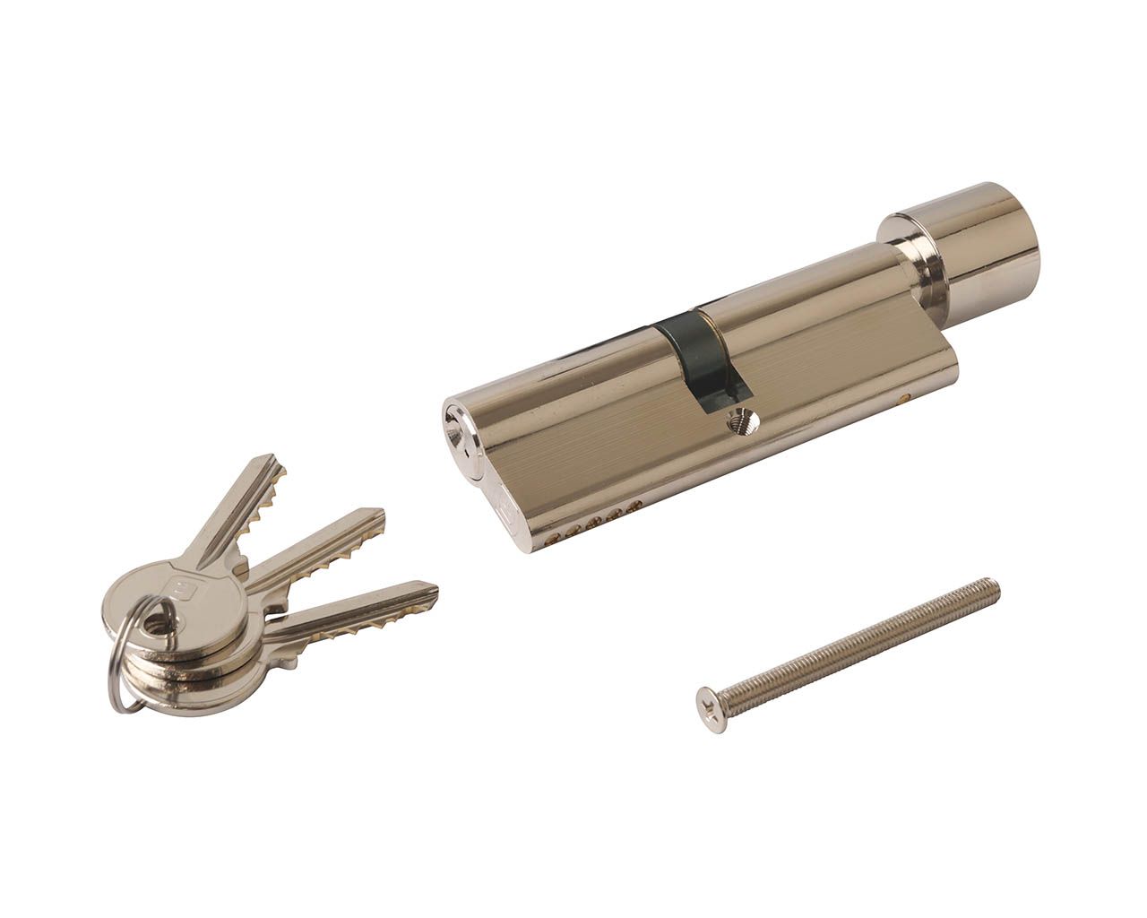 Цилиндр профильный с ручкой ELEMENTIS 45(ключ)/45(ручка), никелированный. Рис. 1