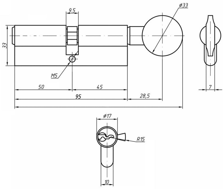 Цилиндр с ручкой 45(р)/50(к), никел.. Рис. 2