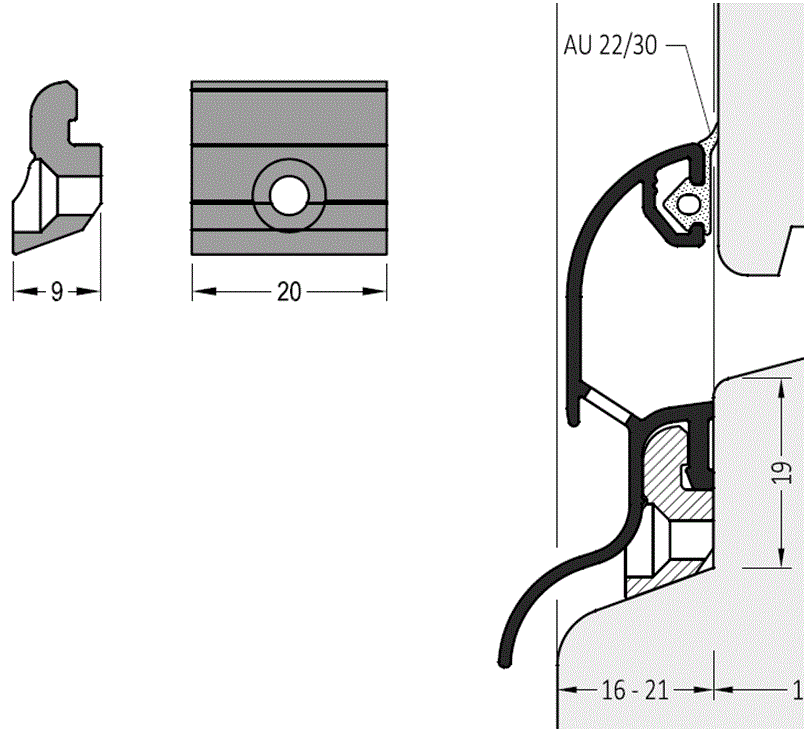 Держатель для защелкивания водоотводного профиля АЛЮСТАРТ, пластик. Рис. 2