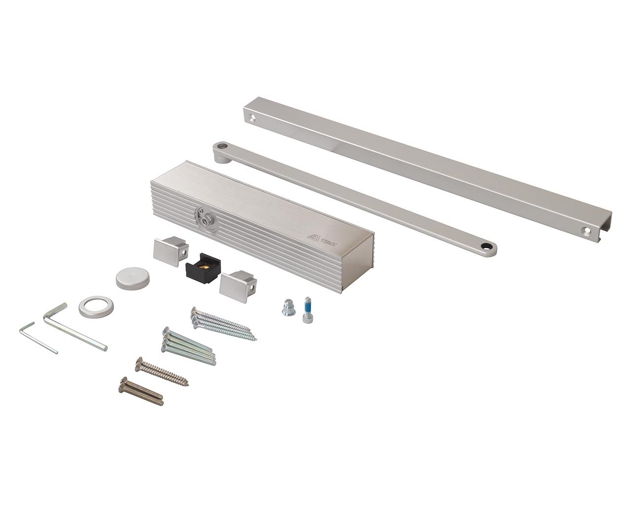 Доводчик ECO Schulte TS-31 EN1-3, со скользящей тягой, Серебро RAL9006. Рис. 1 Доводчик ECO Schulte TS-31 EN1-3, со скользящей тягой, Серебро RAL9006. Рис. 1